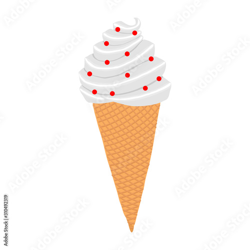 Ice cream in waffle cones.