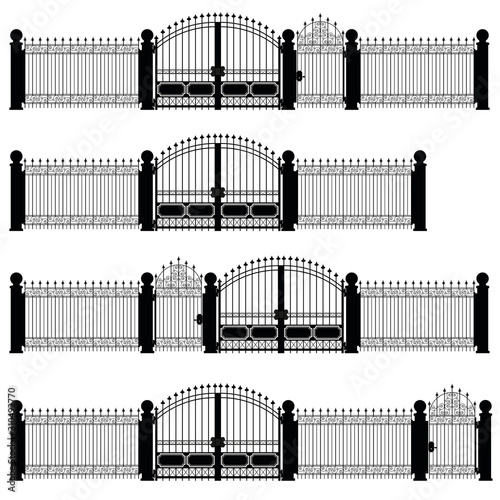 fence set in black color illustration