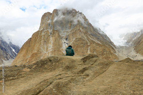 Mountain view from Camp Urdukas on the trek to Concordia, Karakoram Mountains, Pakistan photo