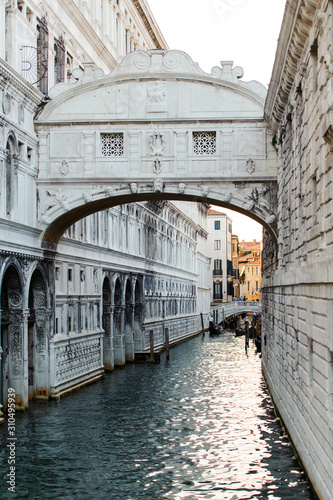 Bridge of Sighs, Venice, Italy. Beautiful photo background of the venetian canal with old buildings.