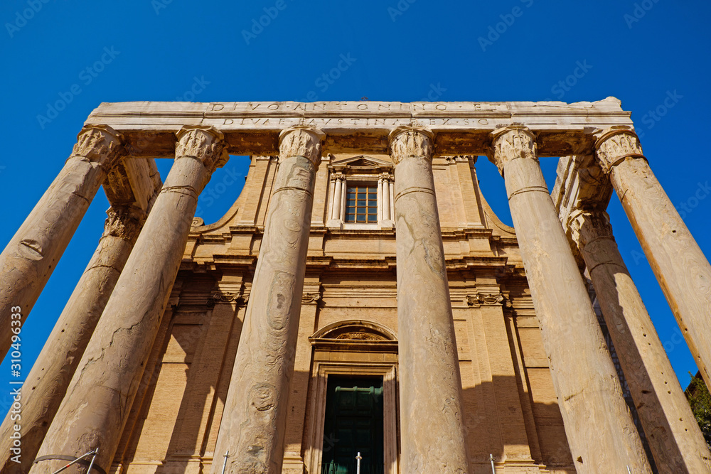 Ruins of the Roman Forum at Palatino hill in Roma, Italy, Europe. Famous travel destination. Italian ancient roman architecture aerial view. Landmarks in eternal city. Summer holidays. Ruins of the Roman Forum at Palatino hill in Roma, Italy, Europe. Famous travel destination. Italian ancient roman architecture aerial view. Landmarks in eternal city. Summer holidays.