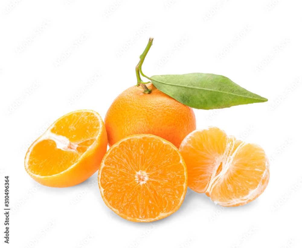 Sweet tangerines on white background Sweet tangerines on white background