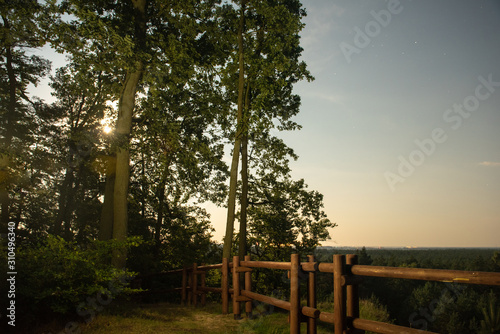 wooden fence at night