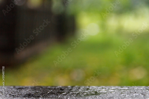 Wallpaper Mural Wood floor with blurred trees of nature park background and summer season, Torontodigital.ca