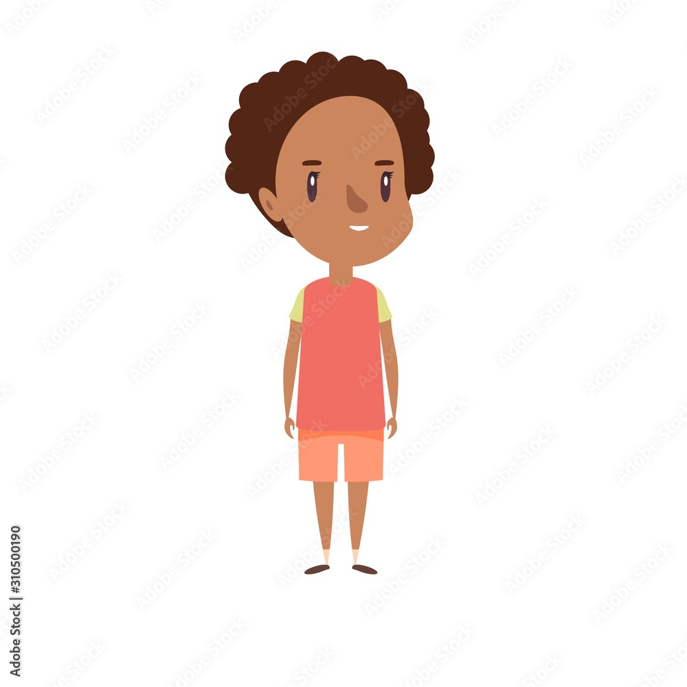 Smiling little child. Cheerful elementary school student, kindergarten pupil cartoon character. Kid flat vector illustration.