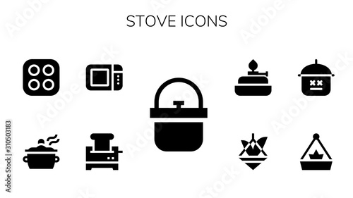 Modern Simple Set of stove Vector filled Icons