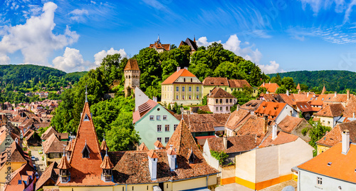 Medieval old town Sighisoara in Mures County, Transylvania, Romania photo