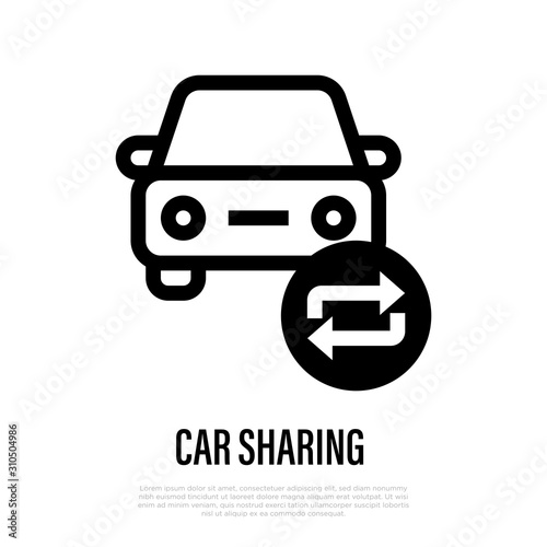 Car sharing thin line icon. Symbol of transport exchanging. Vector illustration.