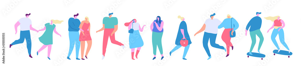 Young people talking on phone flat vector set isolated on white. Communication, gadgets. Young people talking on phone flat vector set isolated on white. Communication, gadgets.