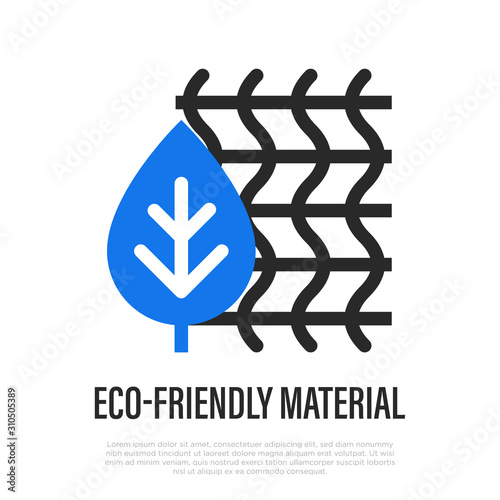 Eco-friendly material thin line icon. Symbol for organic textile. Vector illustration of fabric feature.