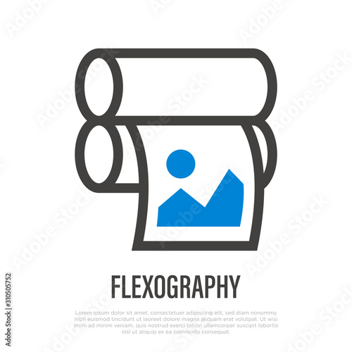 Flexography thin line icon. Typography equipment. Vector illustration.