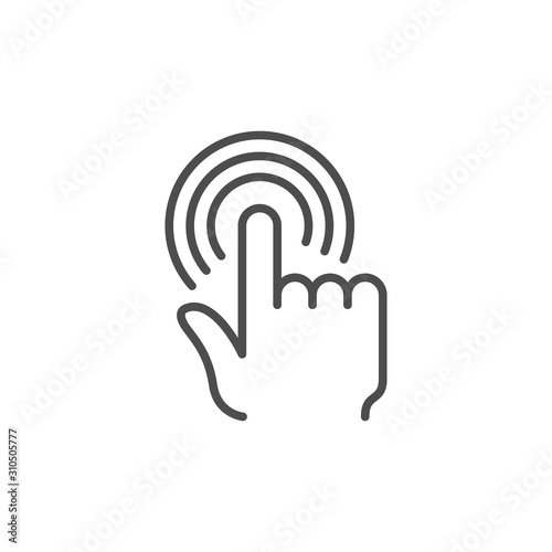 Hand touch or tap line icon