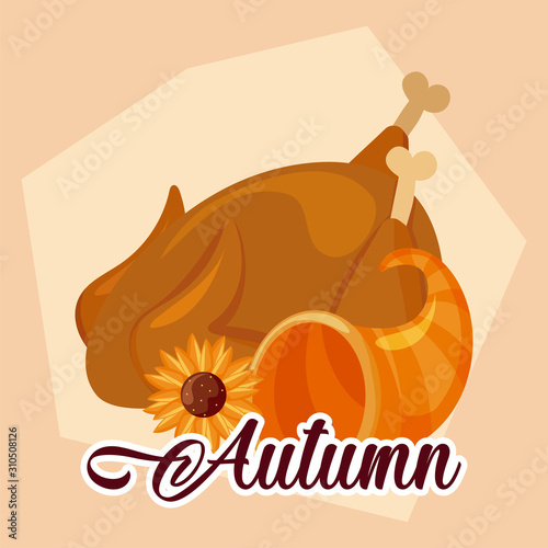 Chicken sunflower and plenty horn vector design