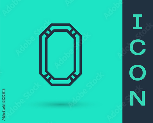 Black line Poker table icon isolated on green background. Vector Illustration