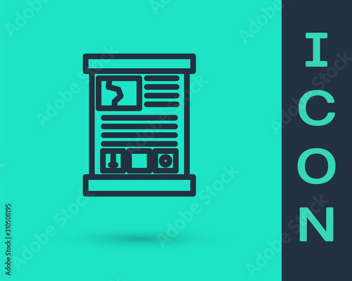 Black line Game guide icon isolated on green background. User manual, instruction, guidebook, handbook. Vector Illustration