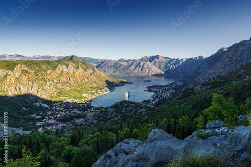 Sunny morning mountain landscape of Lovcen national park  Dinaric Alps  Montenegro.