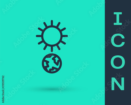 Black line Solstice icon isolated on green background. Vector Illustration