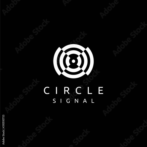 Unique and geometric logo design of circle and signal with black background - EPS10 - Vector.