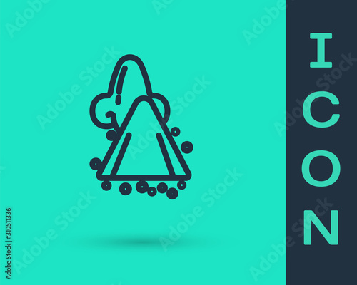 Black line Runny nose icon isolated on green background. Rhinitis symptoms, treatment. Nose and sneezing. Nasal diseases. Vector Illustration