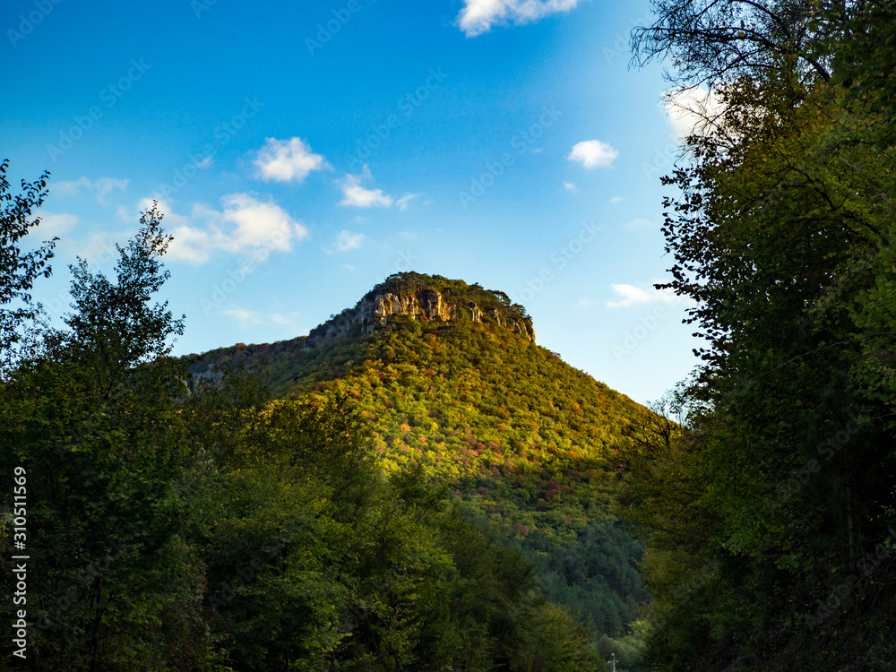 Fototapeta premium Autumn, sky and mountains