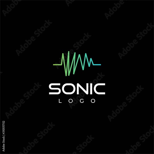 Clean and abstract logo design of music sound or sonic with black background - EPS10 - Vector