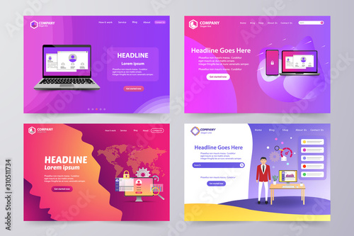 Collection of landing page Modern vector theme template design