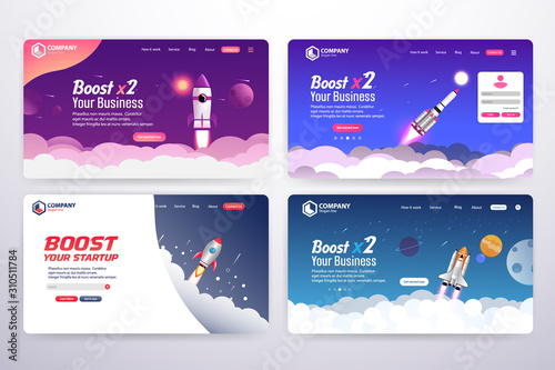 Collection of Boost Business Website Landing Page Vector Template Design Concept