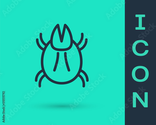 Black line Parasite mite icon isolated on green background. Vector Illustration