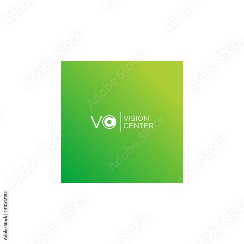 Modern logo design of eye or vision center business with green and white background - EPS10 - Vector.