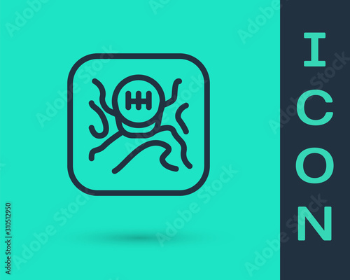 Black line Gear shifter icon isolated on green background. Transmission icon. Vector Illustration