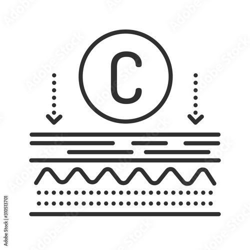 Effects on the skin of the collagen line color icon. Skin rejuvenation with help of hyaluronic acid. Skin care. Sign for web page, mobile app, button, logo. Vector isolated element. Editable stroke