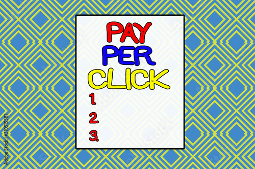 Conceptual hand writing showing Pay Per Click. Concept meaning Internet Advertising Model Search Engine marketing Strategy Repeating geometrical rhombus pattern Seamless design Wallpaper photo