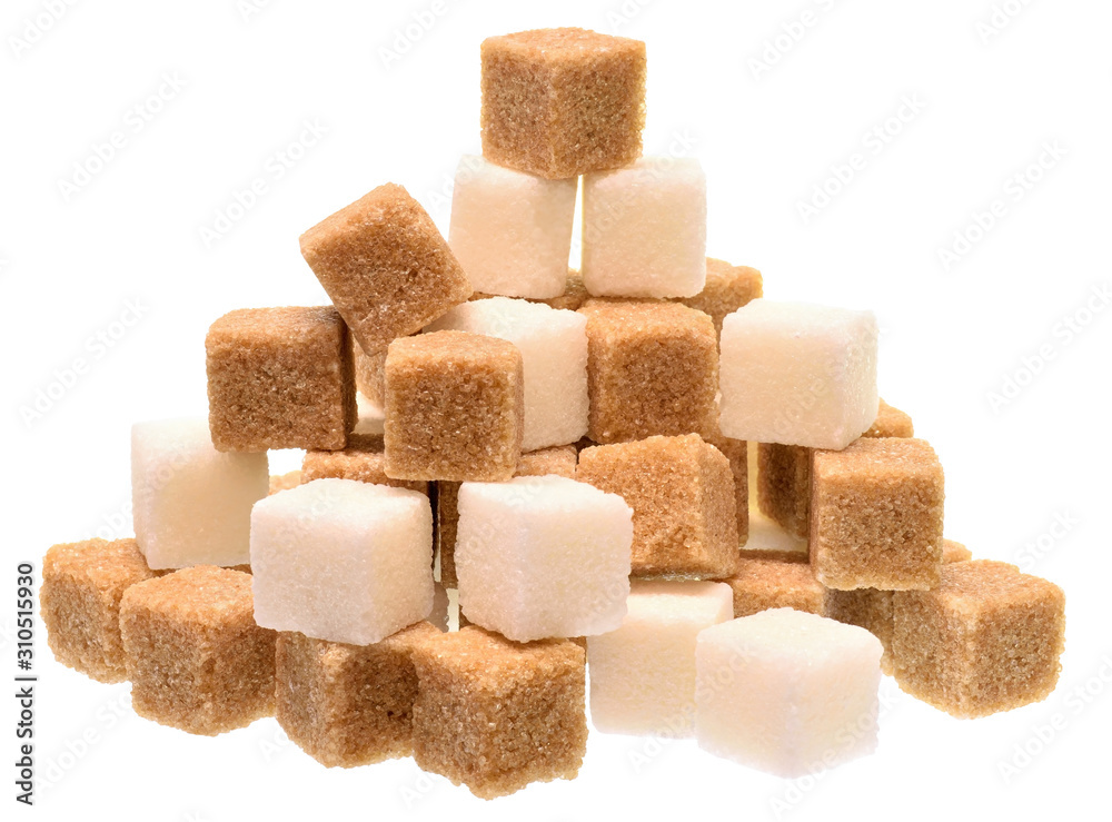 Pieces of sugar on a white background. Pieces of sugar on a white background.