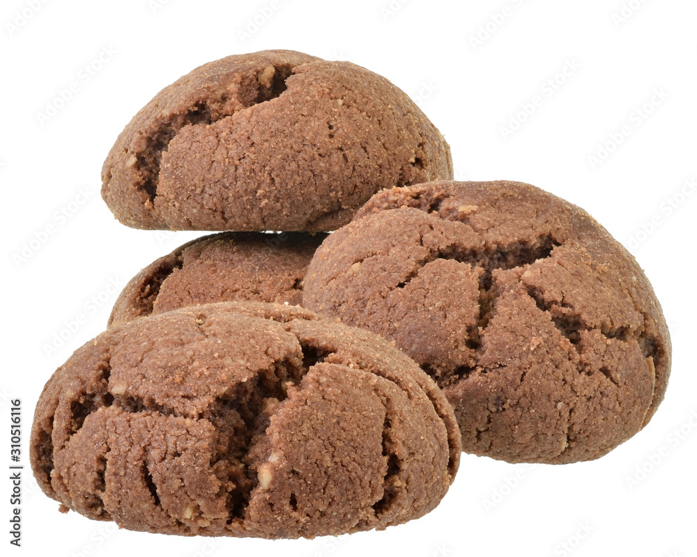 Round muesli cookies with chocolate isolated Round muesli cookies with chocolate isolated