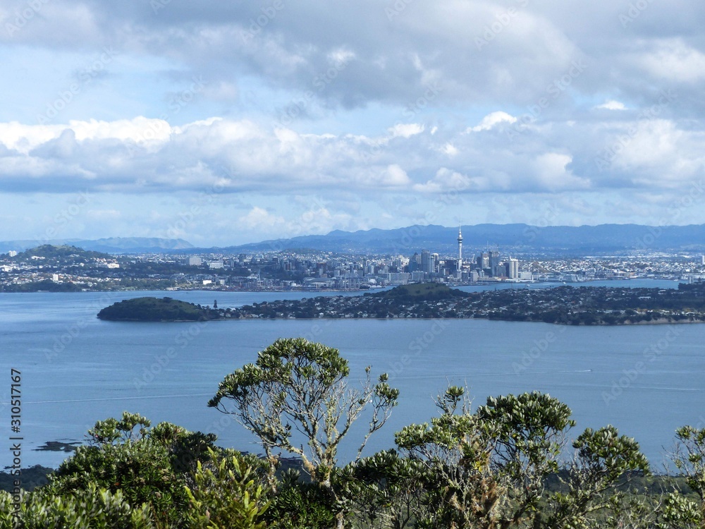 City of auckland seen from an island