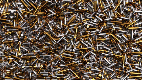 Photo Pile of Many Different Types of Bullets and Bullet Cases