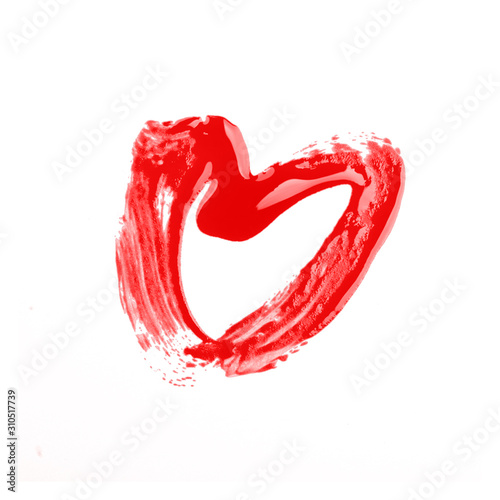 heart painted with nail polish, element for design, isolated