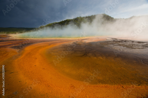 Grand Prismatic Hot Spring before strom in Yellowstone National Park