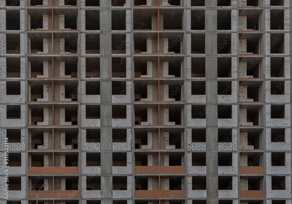 Facade of a house under construction. Texture Facade of a house under construction. Texture