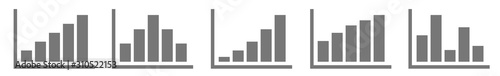Bar Graph Icon Gray Silver | Bar Diagram | Chart Symbol | Curve Logo | Growth Sign | Isolated | Variations