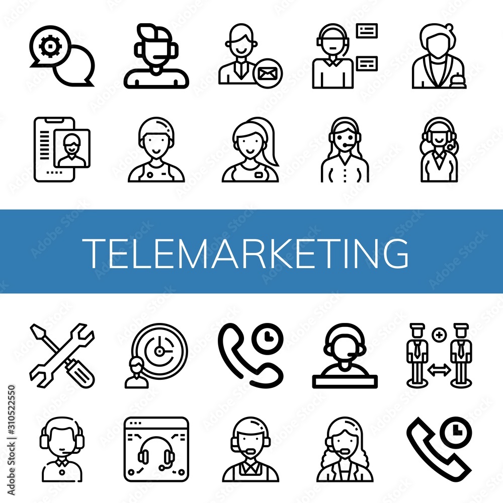 Set of telemarketing icons