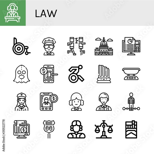law simple icons set