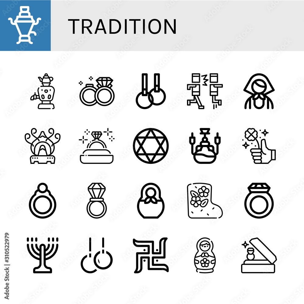 tradition simple icons set tradition simple icons set