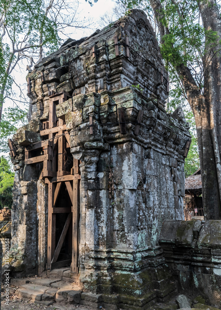 Archaeological Landscape Prasat Krahom red bricks Hindu Temple in Koh Ker Cambodia