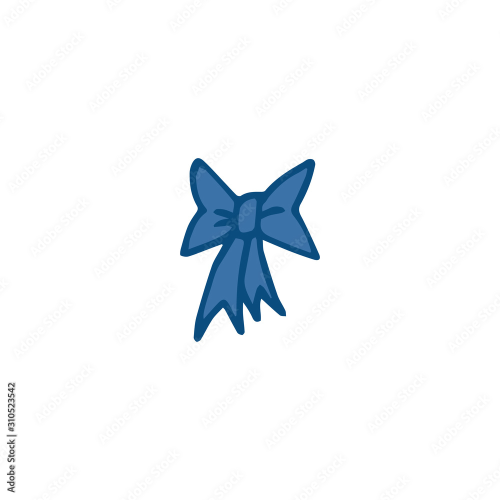 Doodle,hand drawn ribbon flat vector icon isolated on a white background.Ribbon in a color of the year 2020.