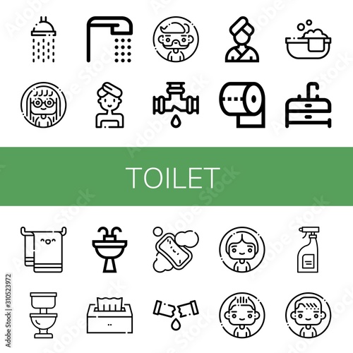 toilet simple icons set