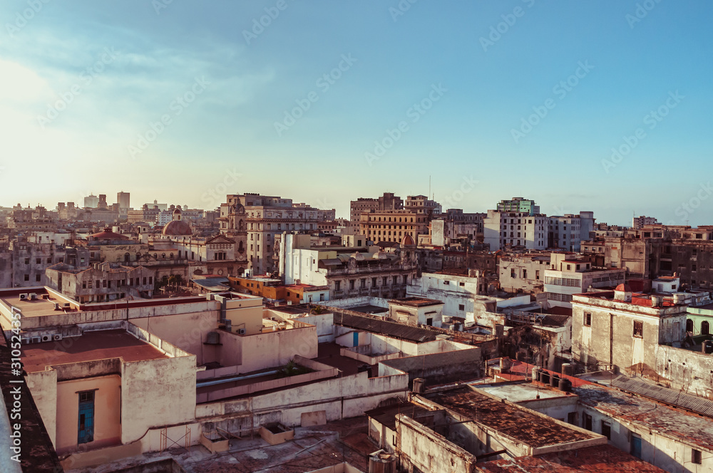 View from the roofs of the streets of Havana in Cuba