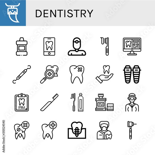 dentistry simple icons set