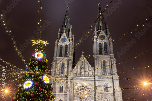 Canvas Print Christmas market on Namesti Miru in Prague