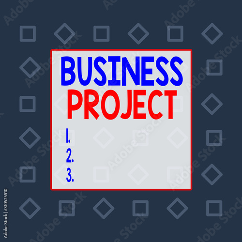 Writing note showing Business Project. Business concept for Planned set of interrelated tasks to be executed over time Square rectangle paper sheet loaded with full creation of pattern theme